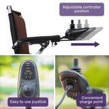 Mobility & Accessibility: EQUIPMED Ultra-Light Power Wheelchair, Tight Turning, Airline Approved, ARTG Certified, Aluminium Frame, Lithium Battery, Brown
