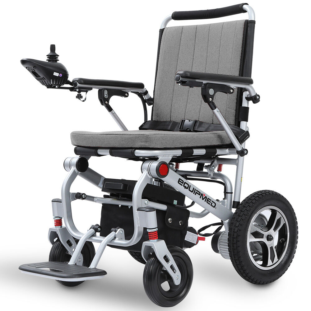 Mobility & Accessibility: EQUIPMED Ultra-Light Power Wheelchair, Tight Turning, Airline Approved, Folding, ARTG Certified, Aluminium Frame, Lithium Battery, Grey