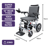 Mobility & Accessibility: EQUIPMED Ultra-Light Power Wheelchair, Tight Turning, Airline Approved, Folding, ARTG Certified, Aluminium Frame, Lithium Battery, Grey