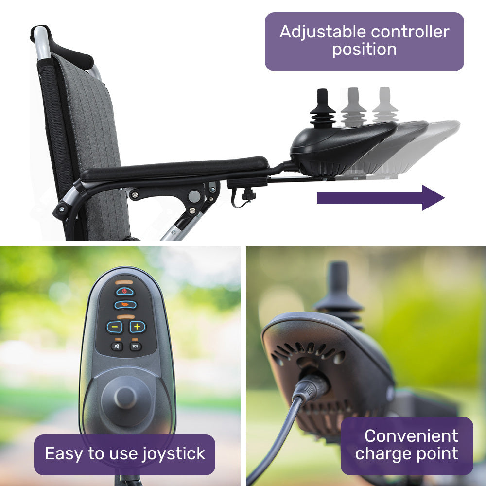 Mobility & Accessibility: EQUIPMED Ultra-Light Power Wheelchair, Tight Turning, Airline Approved, Folding, ARTG Certified, Aluminium Frame, Lithium Battery, Grey