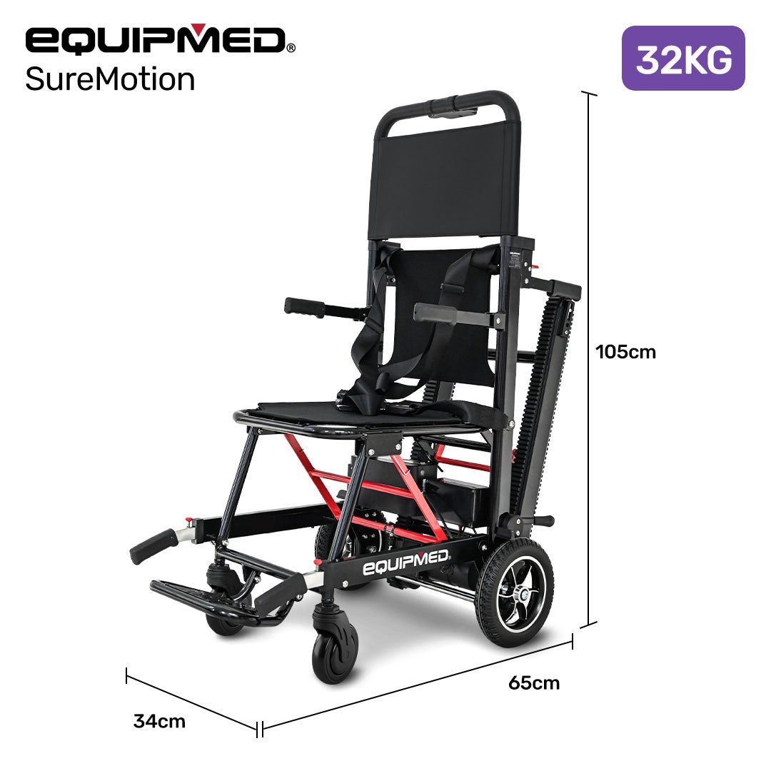 EQUIPMED Electric Stair Climbing Wheelchair, 169kg Load Capacity, 46 Steps/min, Aluminium Alloy, Foldable