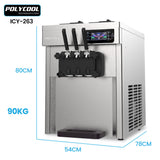 Speciality Appliances: POLYCOOL Benchtop Soft Serve Ice Cream Machine, 3 Flavours, 2+Twist, Frozen Yoghurt, Acai Maker, Twin Cylinder, Counter Top Design, 15A Plug