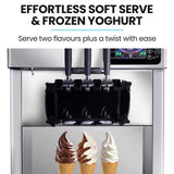 Speciality Appliances: POLYCOOL Benchtop Soft Serve Ice Cream Machine, 3 Flavours, 2+Twist, Frozen Yoghurt, Acai Maker, Twin Cylinder, Counter Top Design, 15A Plug