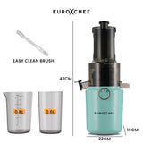 Speciality Appliances: EUROCHEF Cold Press Slow Juicer Machine, Large Chute, 200W, Seafoam Green