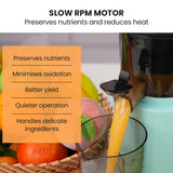 Speciality Appliances: EUROCHEF Cold Press Slow Juicer Machine, Large Chute, 200W, Seafoam Green