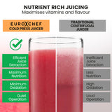 Speciality Appliances: EUROCHEF Cold Press Slow Juicer Machine, Large Chute, 200W, Seafoam Green