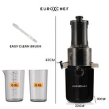 Speciality Appliances: EUROCHEF Cold Press Slow Juicer Machine, Large Chute, 200W, Charcoal Grey