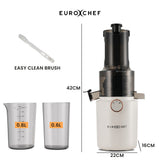 Speciality Appliances: EUROCHEF Cold Press Slow Juicer Machine, Large Chute, 200W, White