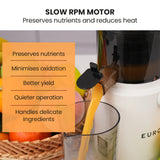 Speciality Appliances: EUROCHEF Cold Press Slow Juicer Machine, Large Chute, 200W, White