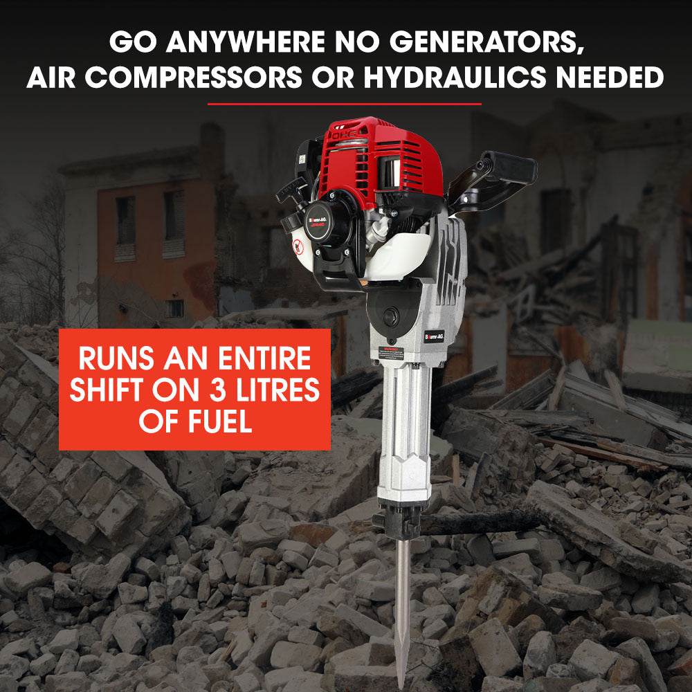 Jackhammers: Baumr-AG 4 Stroke Petrol Jackhammer, with 2 Chisels, Carry Bag
