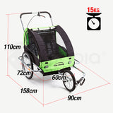 Bicycle Stands & Storage: Tag-along Kids Bike Trailer Bicycle Pram Stroller Children Jogger Green
