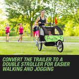 Bicycle Stands & Storage: Tag-along Kids Bike Trailer Bicycle Pram Stroller Children Jogger Green
