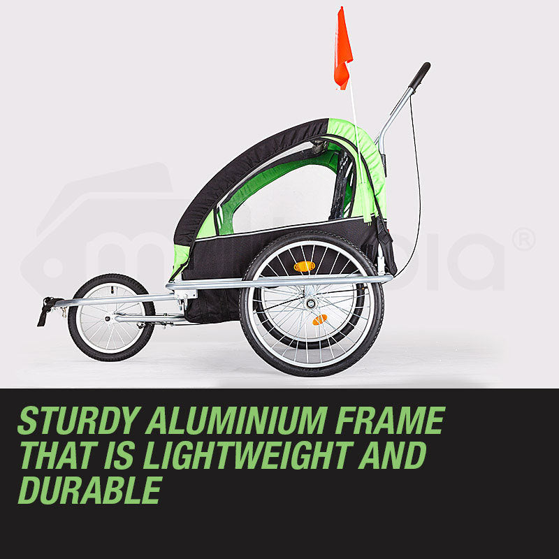 Bicycle Stands & Storage: Tag-along Kids Bike Trailer Bicycle Pram Stroller Children Jogger Green
