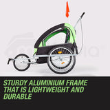 Bicycle Stands & Storage: Tag-along Kids Bike Trailer Bicycle Pram Stroller Children Jogger Green