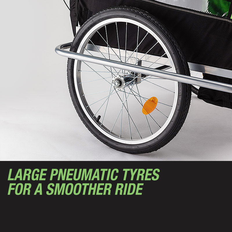 Bicycle Stands & Storage: Tag-along Kids Bike Trailer Bicycle Pram Stroller Children Jogger Green