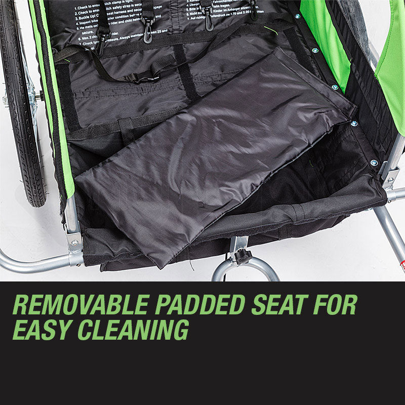 Bicycle Stands & Storage: Tag-along Kids Bike Trailer Bicycle Pram Stroller Children Jogger Green