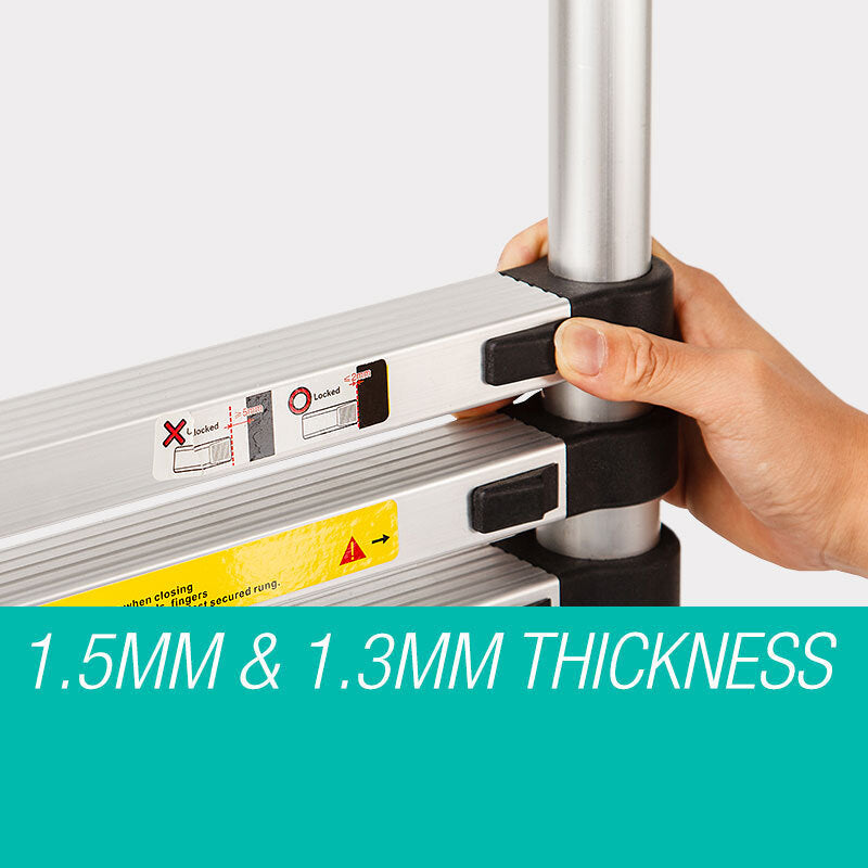 Ladders & Scaffolding: Bullet 2m Telescopic Aluminium Ladder Alloy Extension Extendable Steps