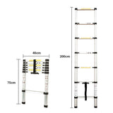 Ladders & Scaffolding: Bullet 2m Telescopic Aluminium Ladder Alloy Extension Extendable Steps