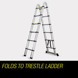 Ladders & Scaffolding: Bullet 3.8m Multipurpose Telescopic Folding Ladder Aluminium Alloy Extension