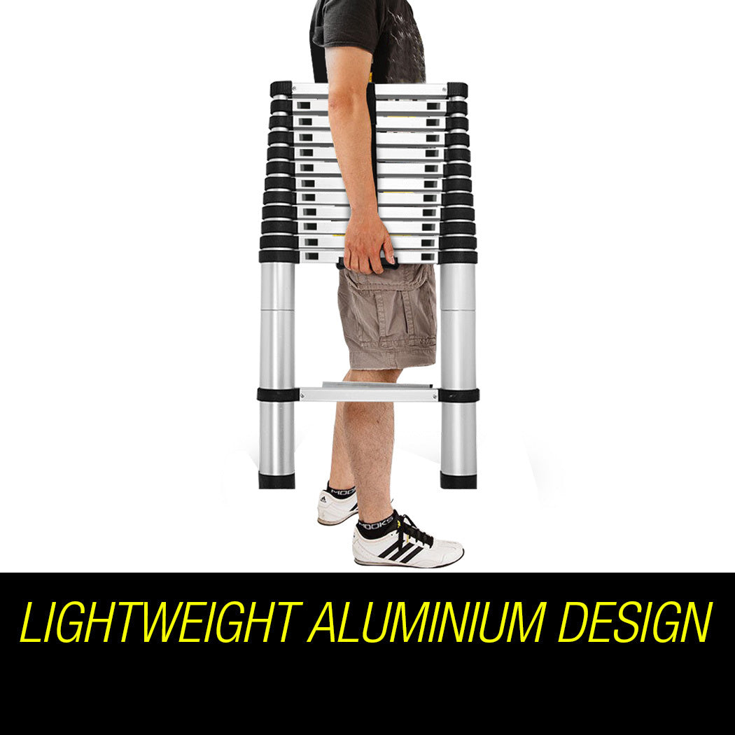 Ladders & Scaffolding: Bullet 3.8m Telescopic Aluminium Ladder Alloy Extension Extendable Steps Multi Portable