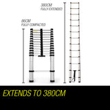 Ladders & Scaffolding: Bullet 3.8m Telescopic Aluminium Ladder Alloy Extension Extendable Steps Multi Portable