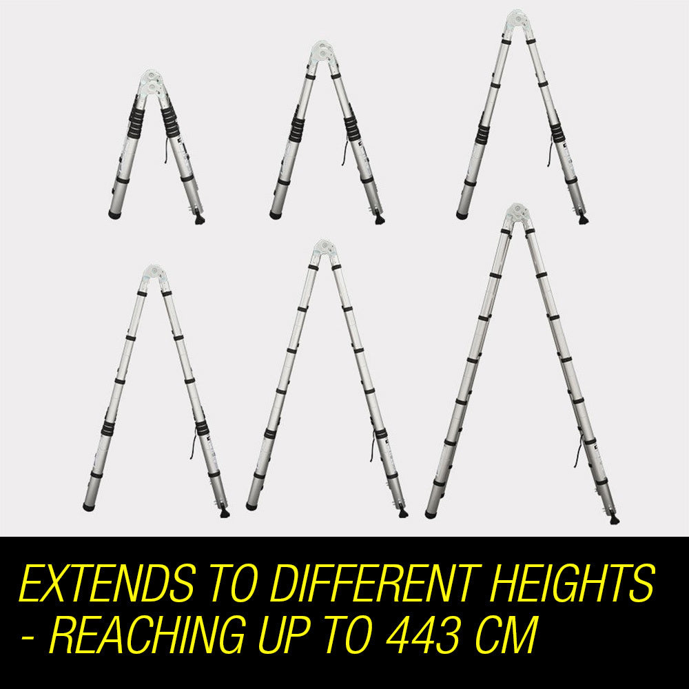 Ladders & Scaffolding: Bullet 4.4m Multipurpose Aluminium Telescopic Folding Ladder Alloy Extension Steps