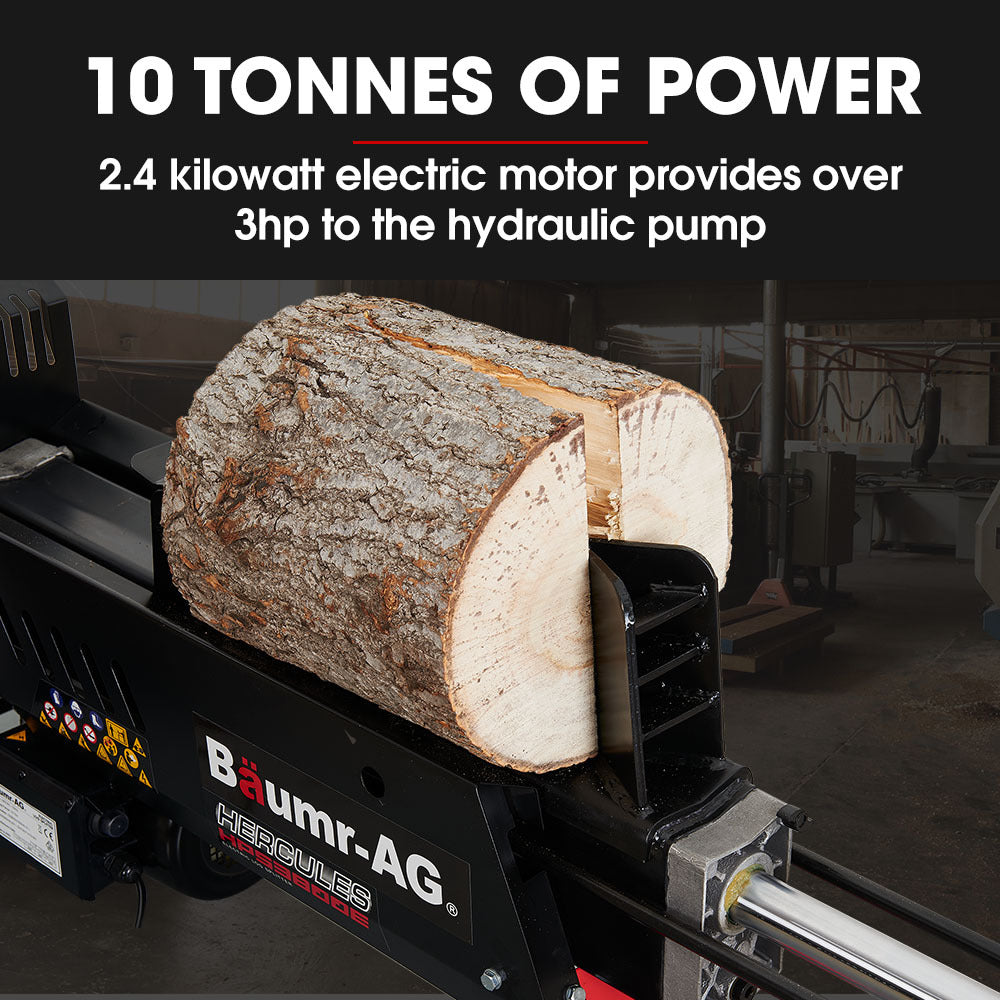 Outdoor Power Equipment: Baumr-AG 10 Tonne Electric Hydraulic Wood Log Splitter - HPS3800E