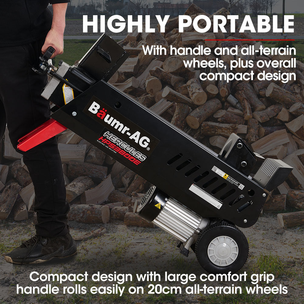 Outdoor Power Equipment: Baumr-AG 10 Tonne Electric Hydraulic Wood Log Splitter - HPS3800E
