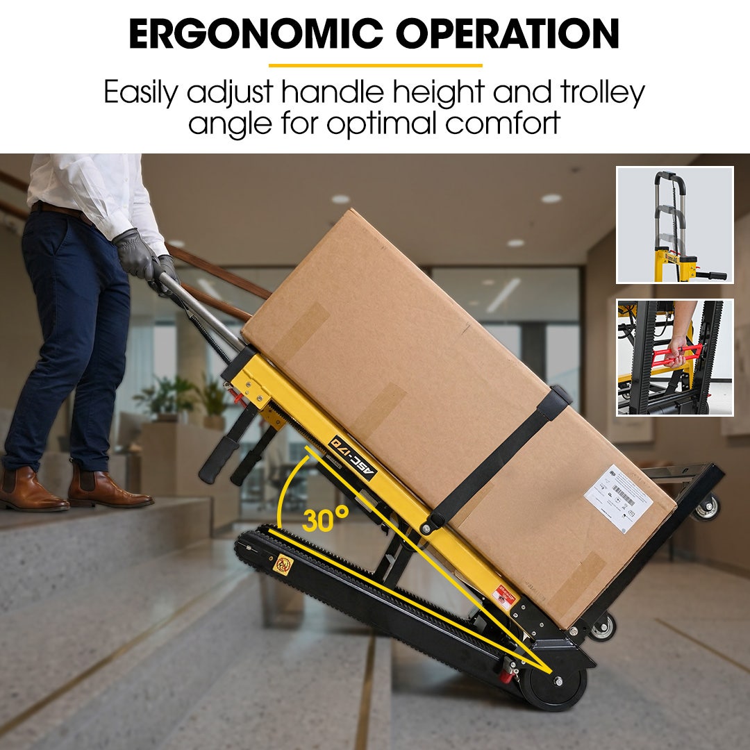 BAUMR-AG Electric Stair Climbing Hand Truck 159kg Load, Foldable Motorised Dolly Cart for Moving Furniture Appliances Equipment