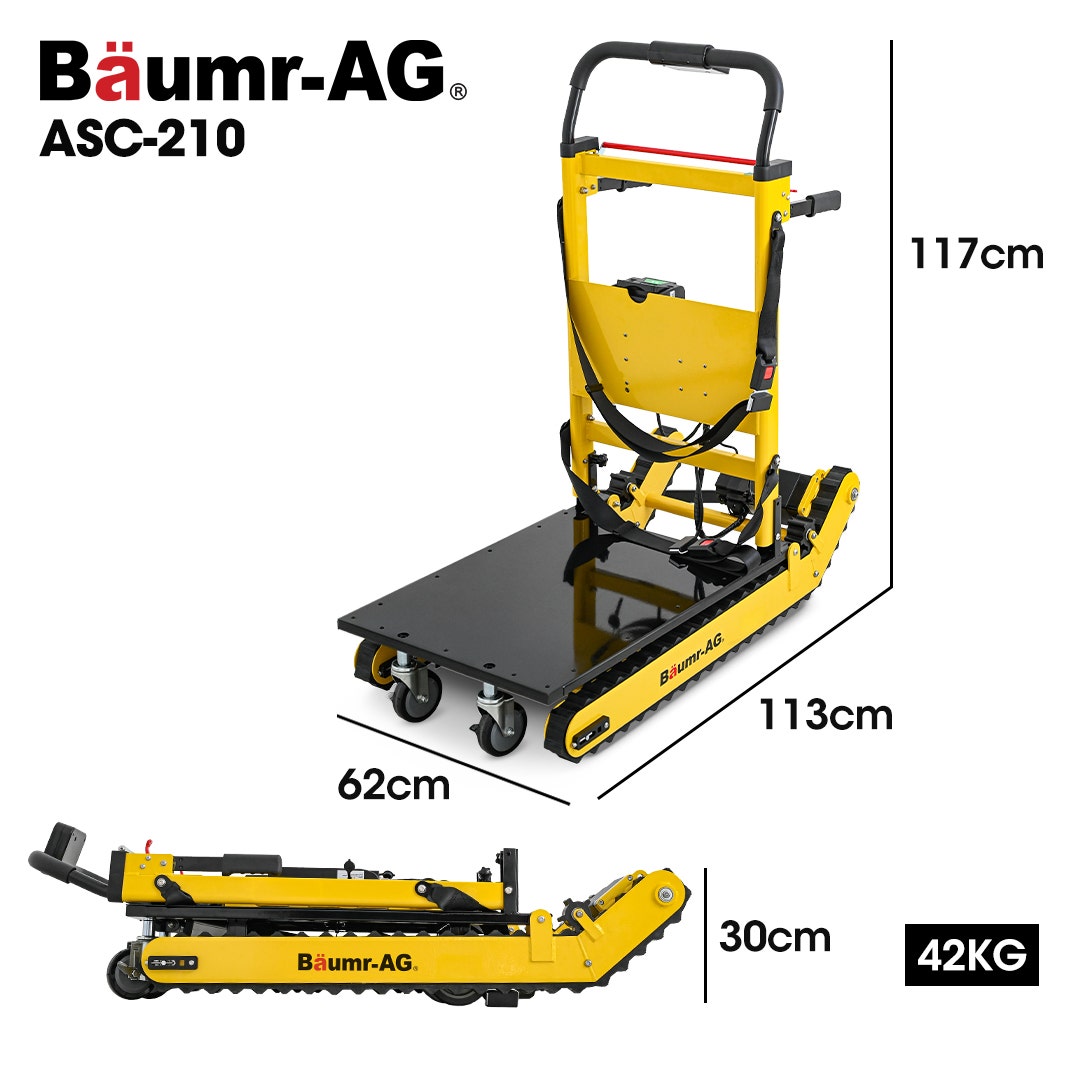 BAUMR-AG Heavy Duty 400W Electric Stair Climbing Hand Truck 210kg Load, Adjustable Tilt, Foldable Motorised Dolly Cart for Moving Furniture Appliances Equipment