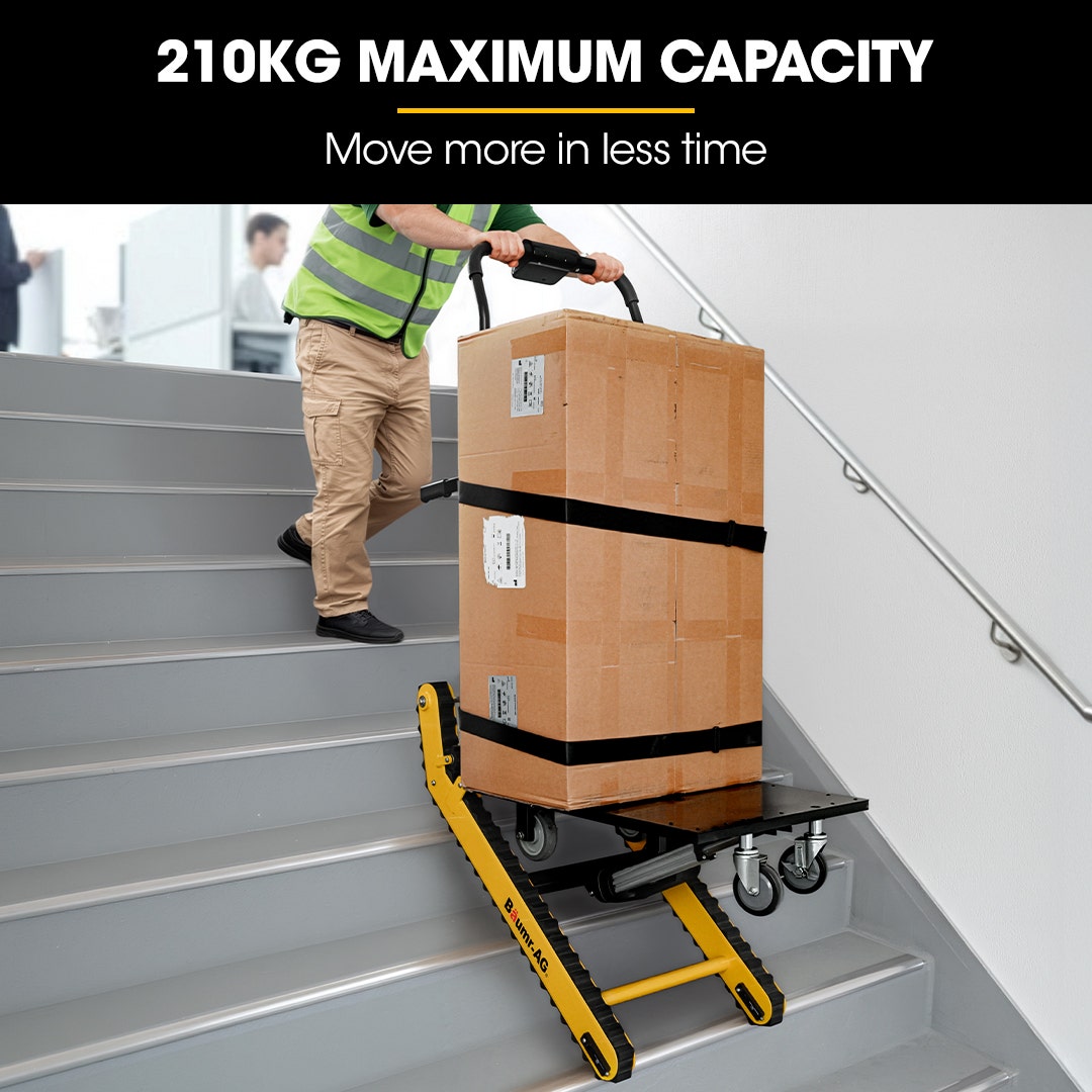 BAUMR-AG Heavy Duty 400W Electric Stair Climbing Hand Truck 210kg Load, Adjustable Tilt, Foldable Motorised Dolly Cart for Moving Furniture Appliances Equipment