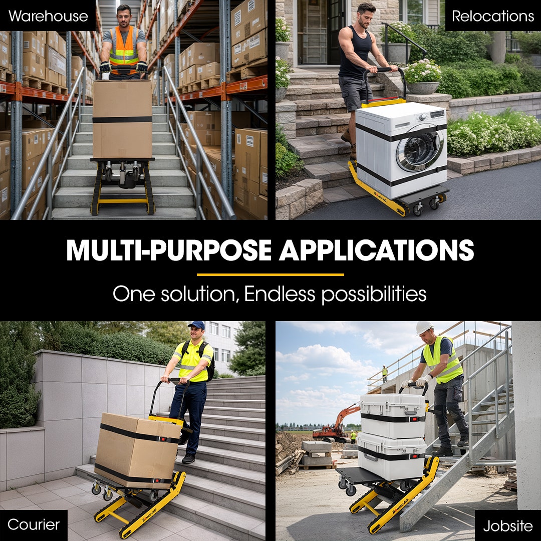BAUMR-AG Heavy Duty 400W Electric Stair Climbing Hand Truck 210kg Load, Adjustable Tilt, Foldable Motorised Dolly Cart for Moving Furniture Appliances Equipment