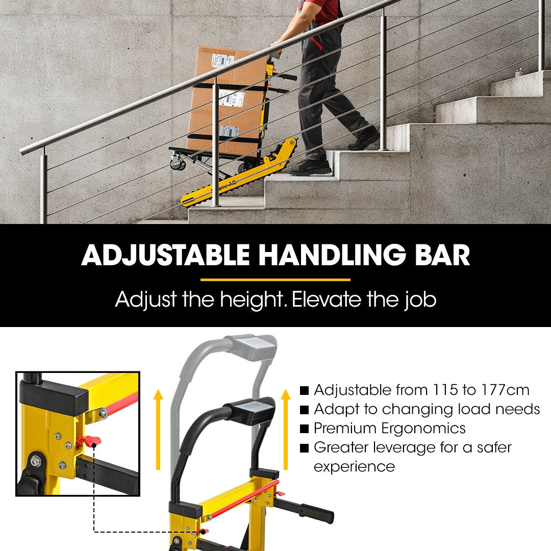 BAUMR-AG Heavy Duty 400W Electric Stair Climbing Hand Truck 210kg Load, Adjustable Tilt, Foldable Motorised Dolly Cart for Moving Furniture Appliances Equipment