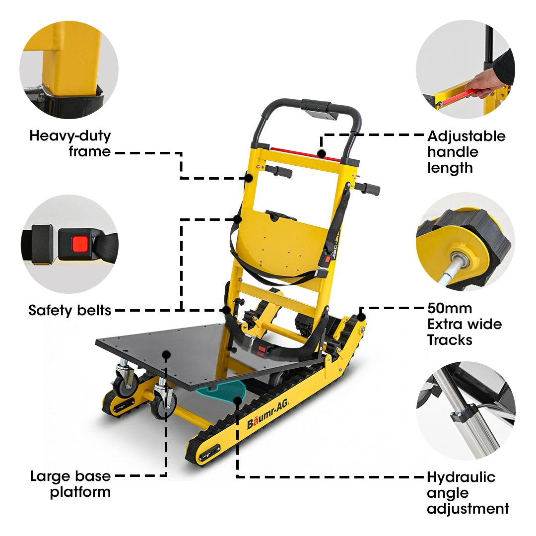 BAUMR-AG Heavy Duty 400W Electric Stair Climbing Hand Truck 210kg Load, Adjustable Tilt, Foldable Motorised Dolly Cart for Moving Furniture Appliances Equipment
