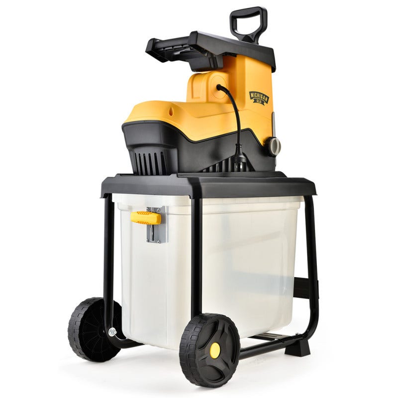MICHIGAN 2400W Electric Crushing Impact Shredder, Quiet High Torque Garden Mulcher Chipper, Shreds Palm Fronds