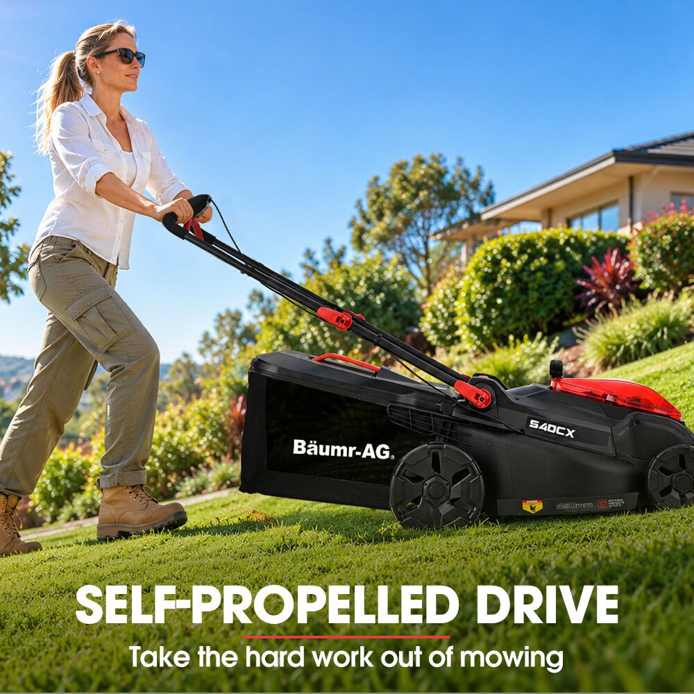 BAUMR-AG 540CX 40V SYNC 18" Cordless Lawn Mower Kit, VertiStore, Fast Charger, 2 x 4Ah Batteries, 6 Heights, Brushless, 430mm Cut Width