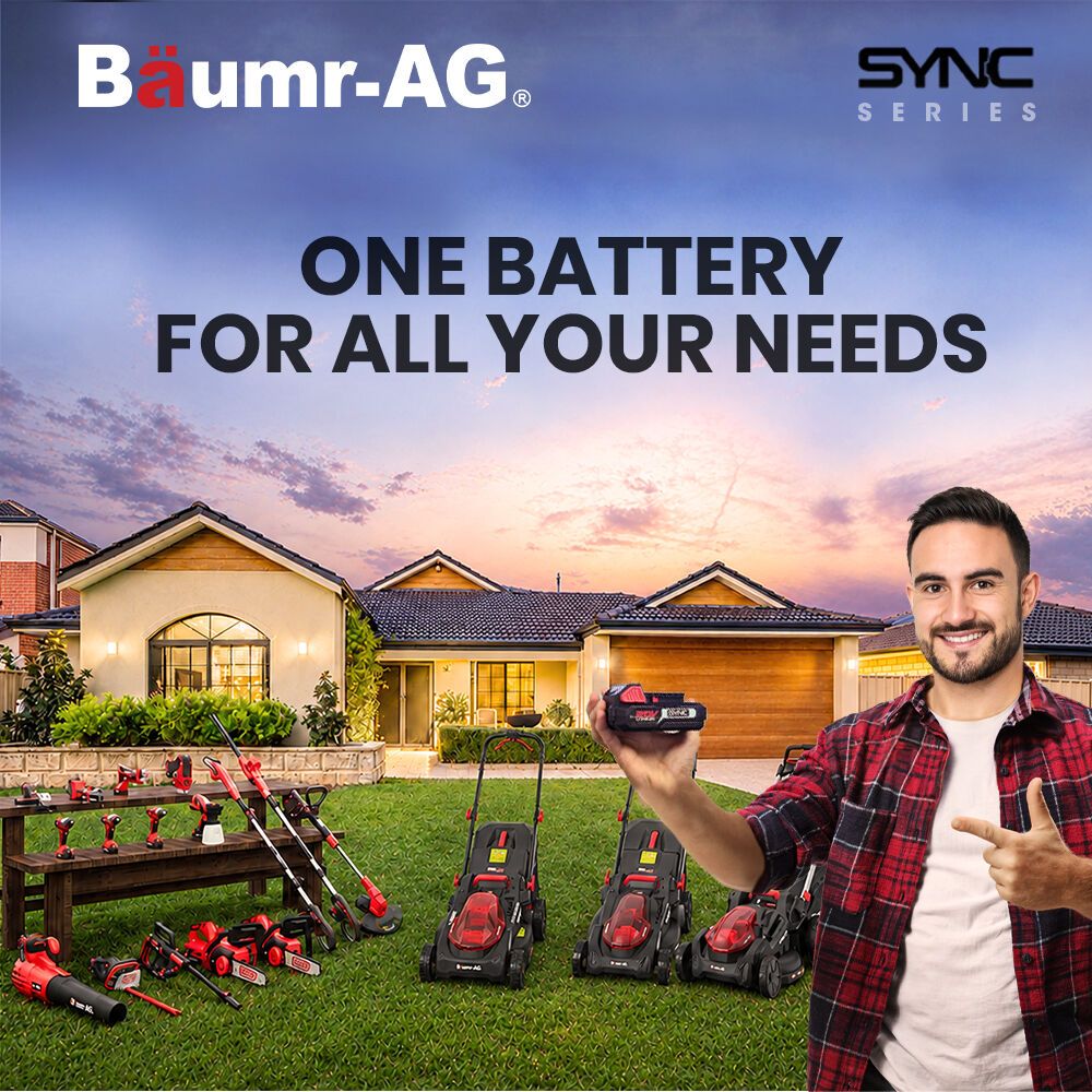 BAUMR-AG 540CX 40V SYNC 18" Cordless Lawn Mower Kit, VertiStore, Fast Charger, 2 x 4Ah Batteries, 6 Heights, Brushless, 430mm Cut Width