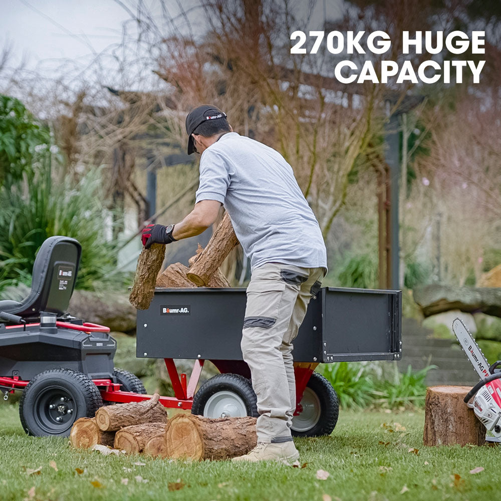 Spreaders & Wheelbarrows: BAUMR-AG 270kg Capacity Metal Dump Cart, for Ride on Mower