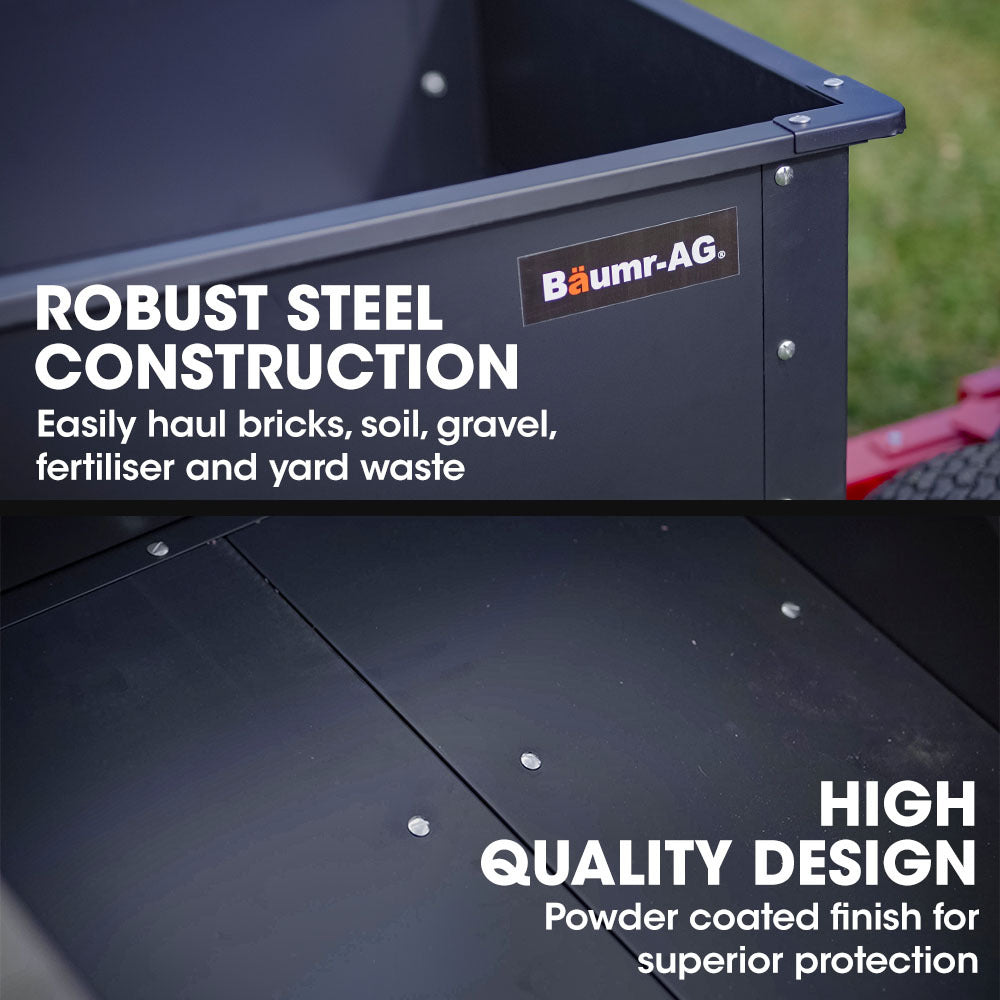 Spreaders & Wheelbarrows: BAUMR-AG 270kg Capacity Metal Dump Cart, for Ride on Mower