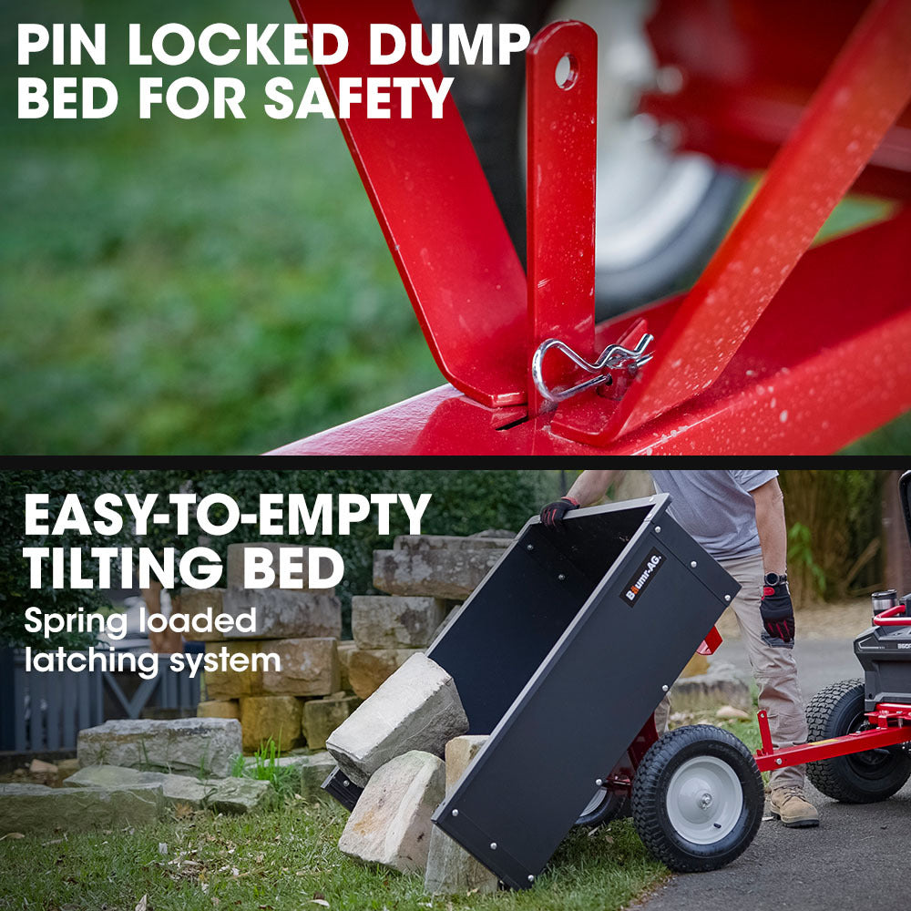 Spreaders & Wheelbarrows: BAUMR-AG 270kg Capacity Metal Dump Cart, for Ride on Mower