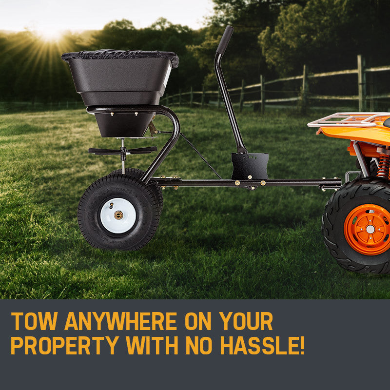 Spreaders & Wheelbarrows: PLANTCRAFT Tow Behind Broadcast Spreader 30kg 26L Seed Fertiliser Tow Rotary