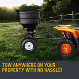 Spreaders & Wheelbarrows: PLANTCRAFT Tow Behind Broadcast Spreader 90kg 105L Seed Fertiliser Tow Rotary