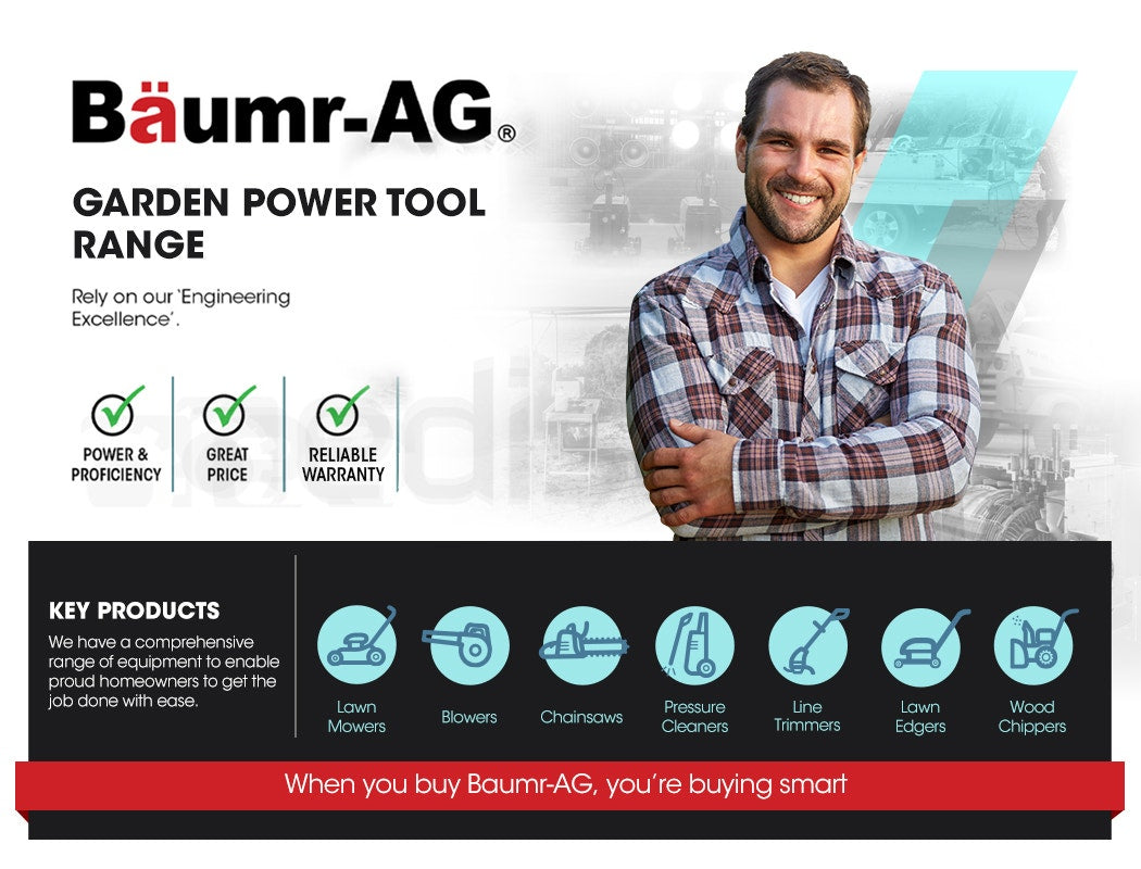 Outdoor Power Equipment: Baumr-AG 31CC Lawn Edger Petrol 4 Stroke Garden Grass Weed Trimmer Blade Cutting