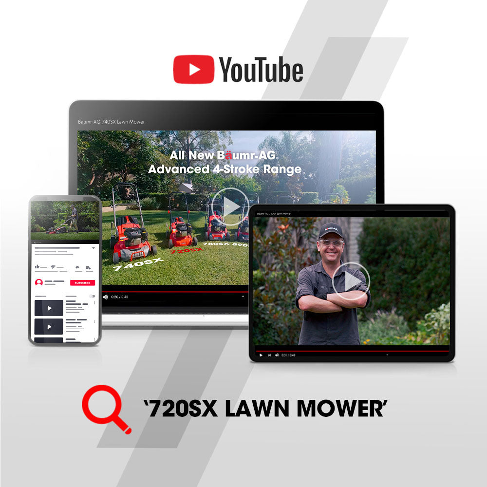 Outdoor Power Equipment: Baumr-AG Lawn Mower 139CC 17 Petrol Push Lawnmower 4-Stroke Engine Catch