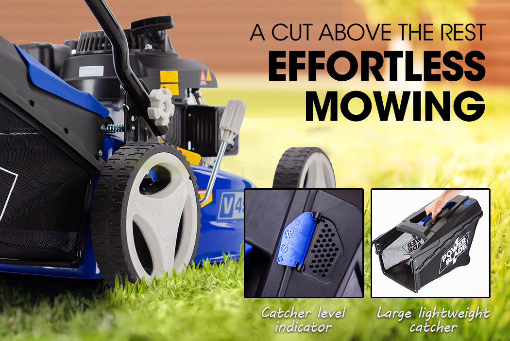 Outdoor Power Equipment: POWERBLADE Lawn Mower 139CC 17 - Petrol Powered Push Lawnmower 4 Stroke Engine