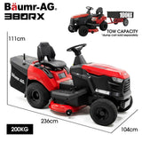 Outdoor Power Equipment: BAUMR-AG 38" Ride On Mower Tractor, Electric Start, 14hp 452cc, Hydrostatic, 100kg Towing, 7 Cut Heights
