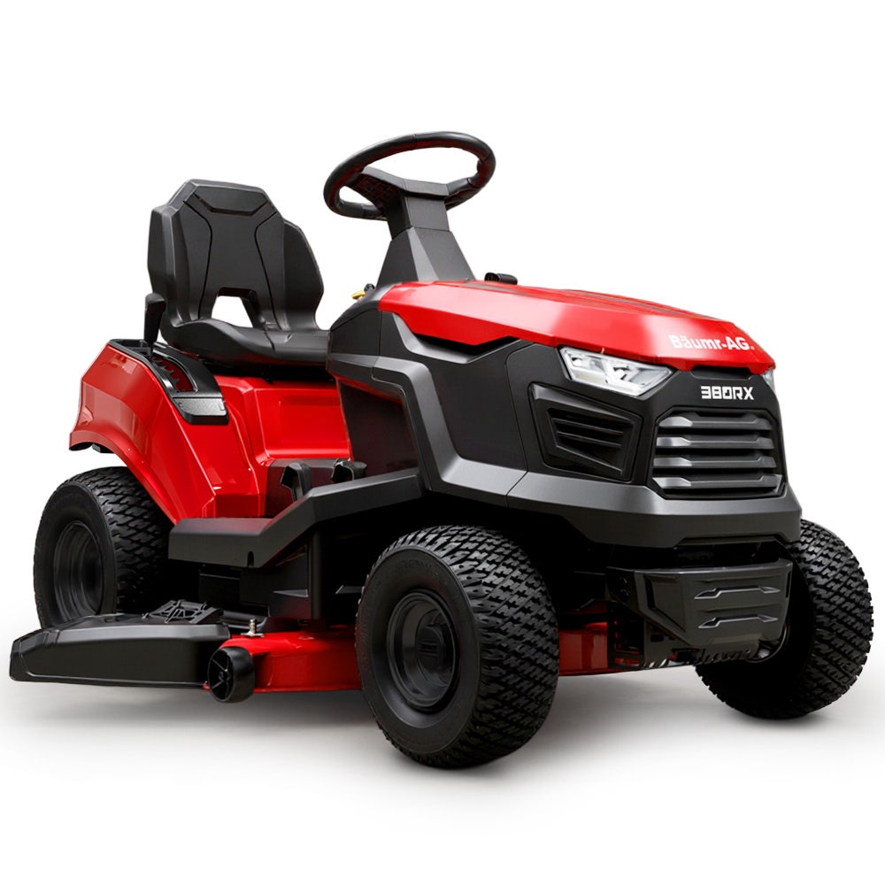Outdoor Power Equipment: BAUMR-AG 38" Ride On Mower Lawn Tractor, Side Discharge or Mulch, Electric Start, 14hp 452cc, Hydrostatic, 100kg Towing, 7 Cut Heights