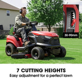 Outdoor Power Equipment: BAUMR-AG 38" Ride On Mower Lawn Tractor, Side Discharge or Mulch, Electric Start, 14hp 452cc, Hydrostatic, 100kg Towing, 7 Cut Heights