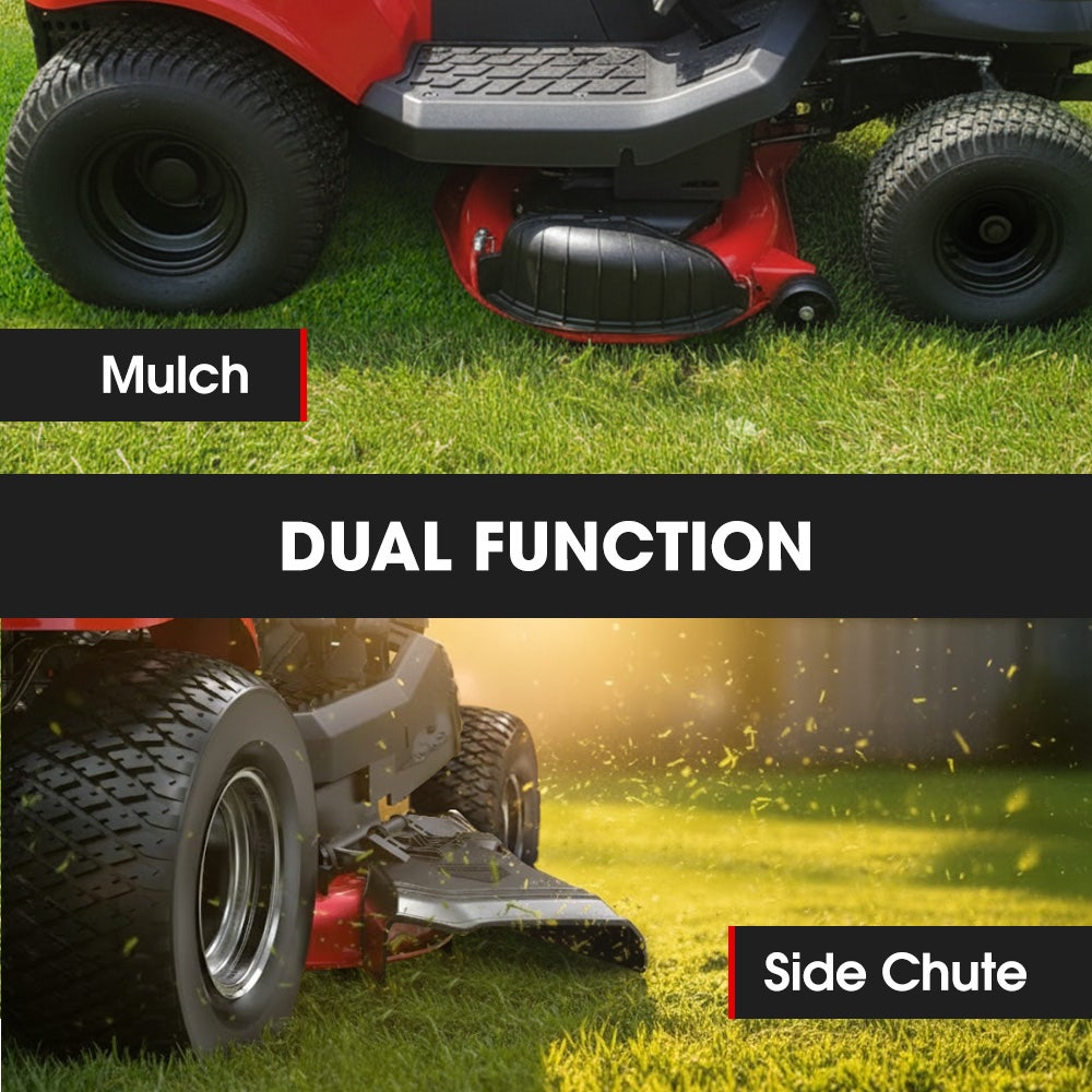Outdoor Power Equipment: BAUMR-AG 38" Ride On Mower Lawn Tractor, Side Discharge or Mulch, Electric Start, 14hp 452cc, Hydrostatic, 100kg Towing, 7 Cut Heights