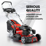 Outdoor Power Equipment: Baumr-AG Lawn Mower 18 220cc Petrol Self-Propelled Push Lawnmower 4-Stroke